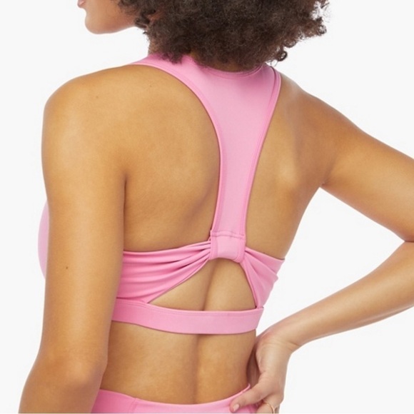 JustFab Open Racer back Pink Sport Bra Stretch Comfort Low Impact Size S - Picture 3 of 9